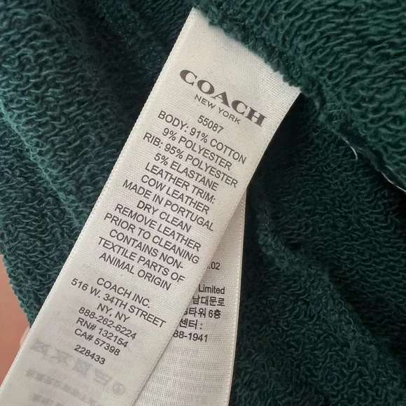 Coach Embroidered Green Crewneck Sweater with Zipper Pull - Picture 12 of 15